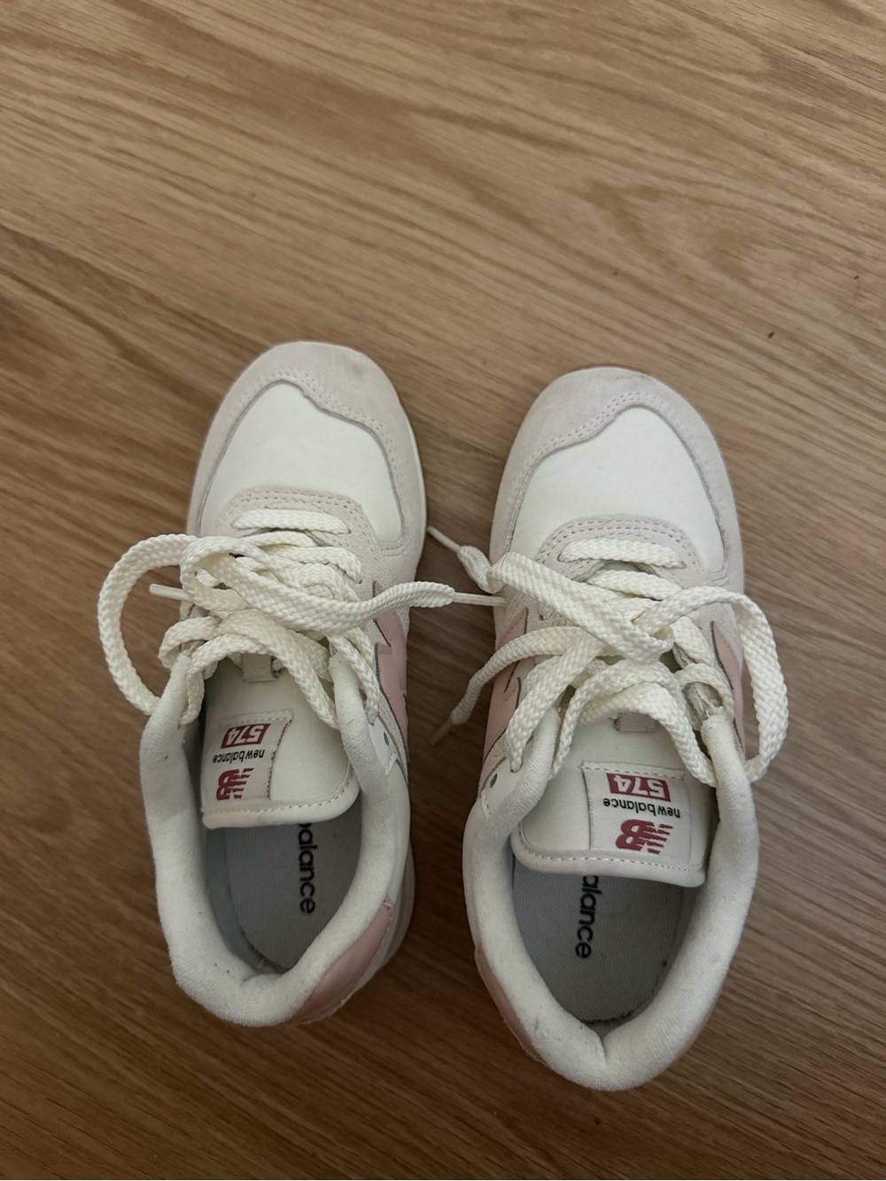New Balance Cream Sneakers with Soft Pink Accents